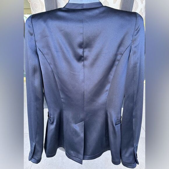 ALEXANDER MCQUEEN Midnight Blue Silk Tuxedo Blazer Jacket 38 - Picture 5 of 11